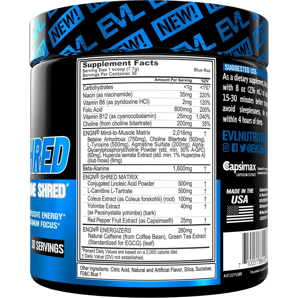 EVL Ultimate Pre Workout Powder - Thermogenic Fat Burn Support Preworkout Powder