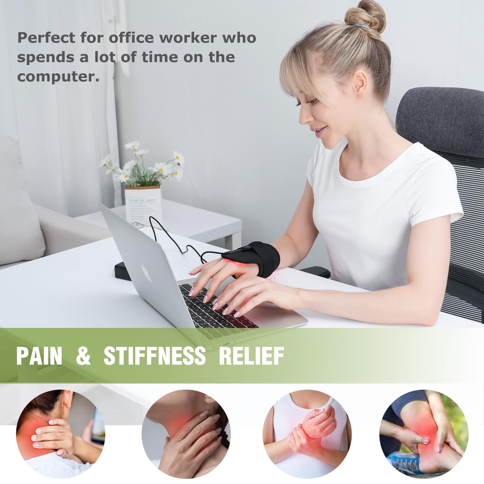 Rechargeable Red Light Therapy Neck Shoulder, Infrared Light Therapy for Body Pain Relief, Portable Red Light EnjoYield