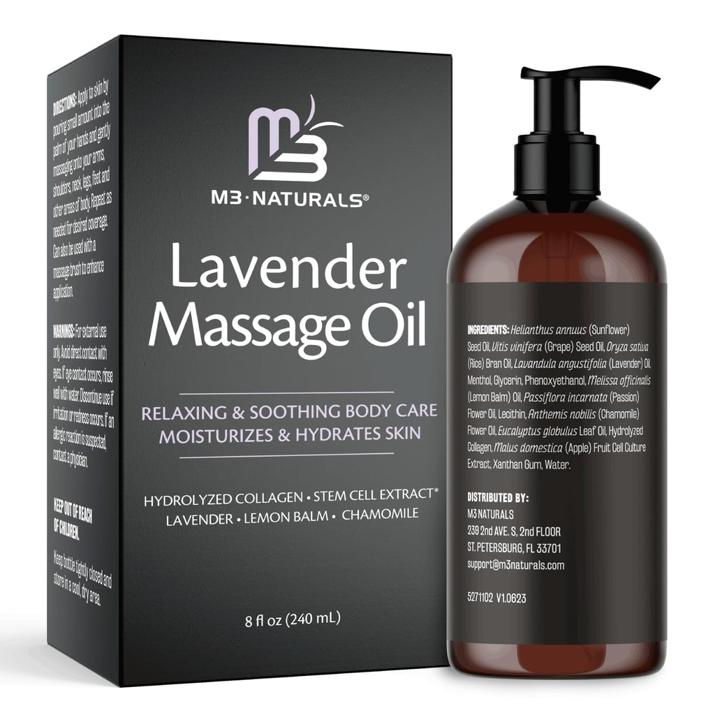 Lavender Massage Oil with Collagen and Stem Cells - Skin Tightening Massage Oil for Mass