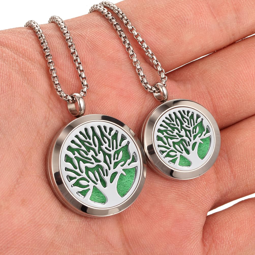Aromatherapy Essential Oil Diffuser Necklace Tree of Life Cloud Design Stainless Steel Locket JEAN SMILE