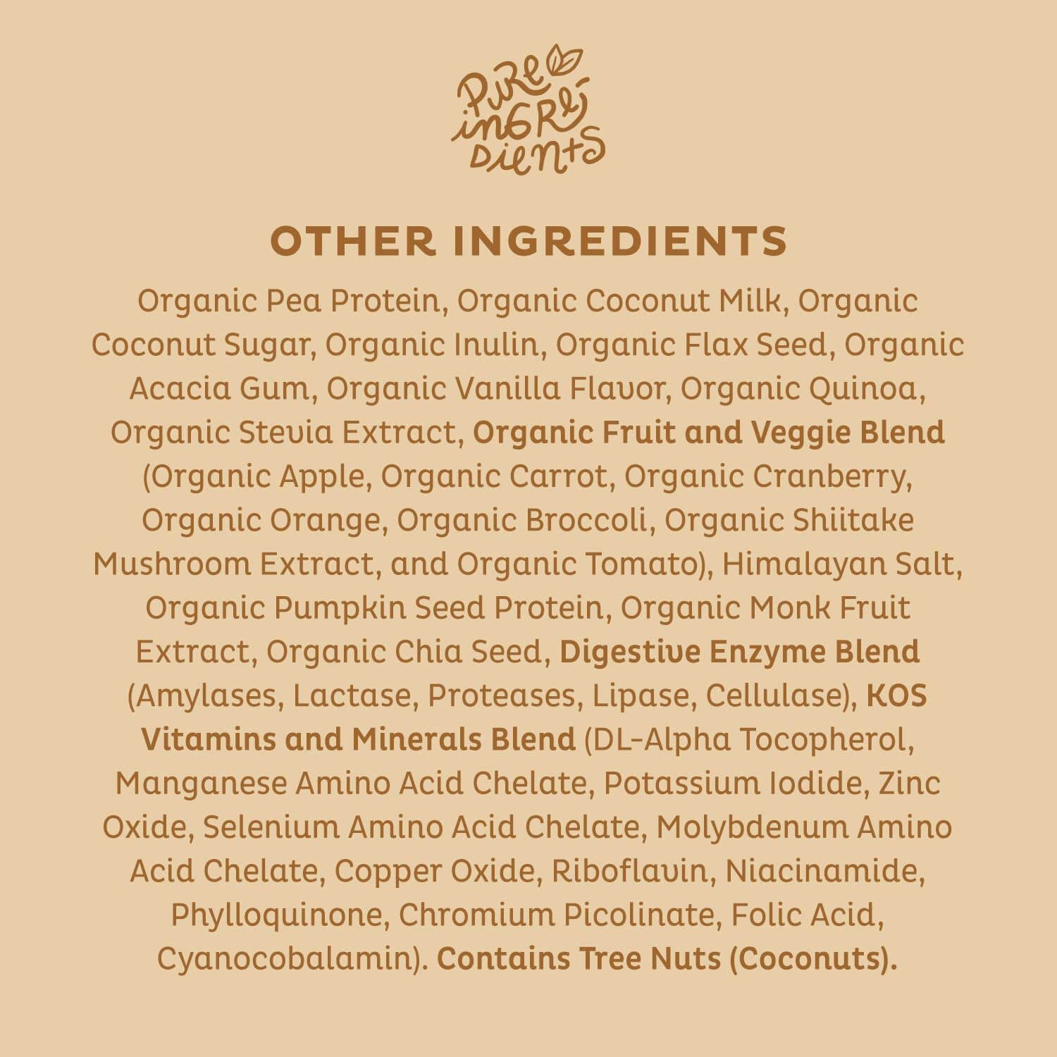 KOS Vegan Protein Powder Erythritol Free, Vanilla USDA Organic - Pea Protein Blend