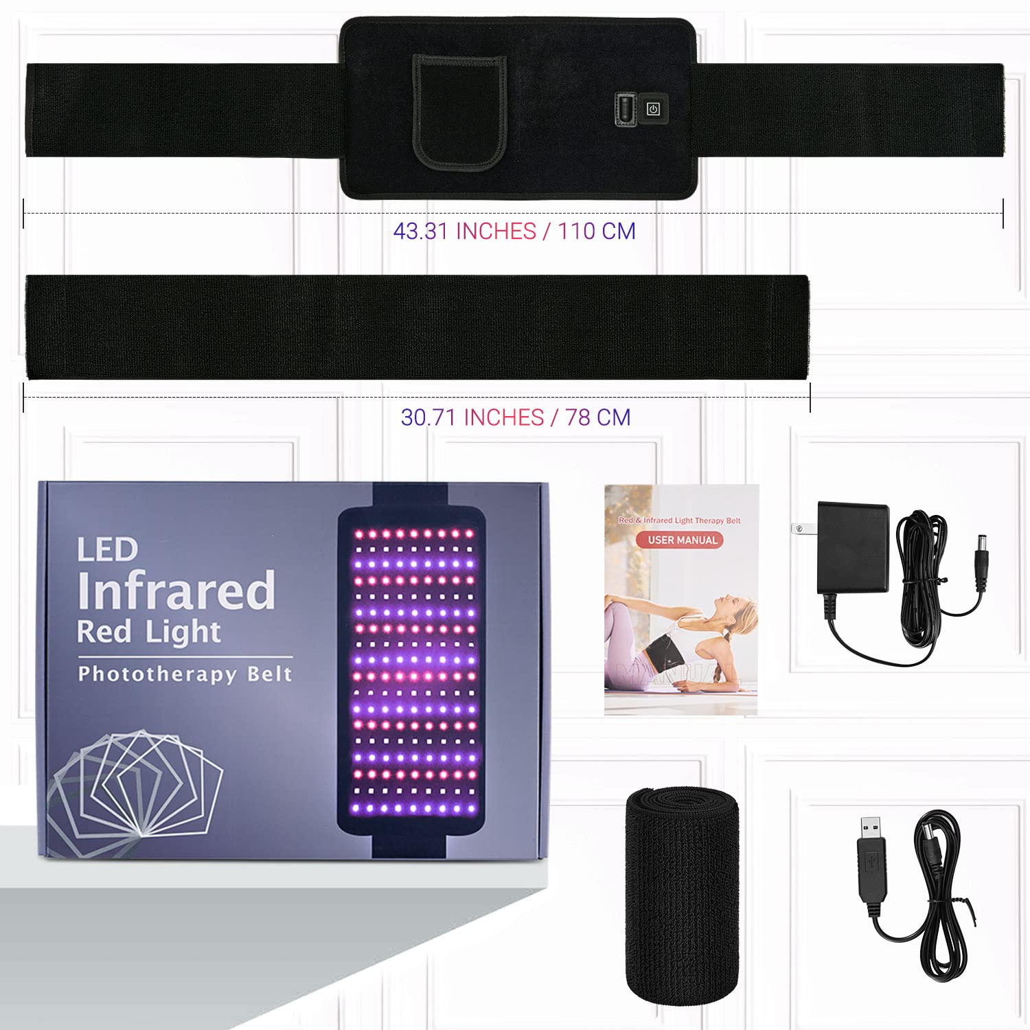 LPSAFP Red Light Therapy Belt for Body, Wearable Device with Blue, red and Near Infrared Light LPSAFP