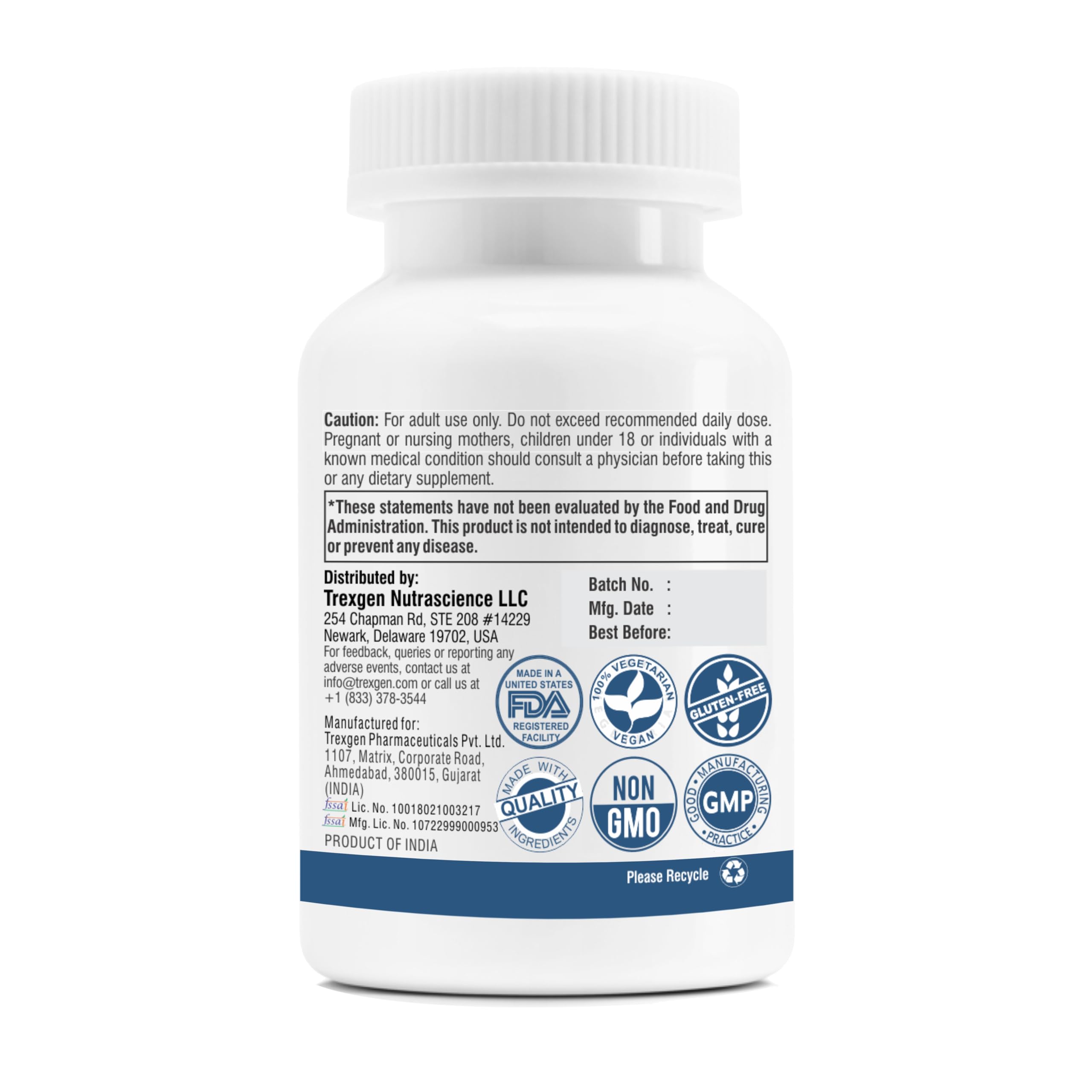 Trexgenics CHASTEBERRY 0.5% Agnuside 400 mg Women's Health Support Vegan & Non-GMO Trexgenics