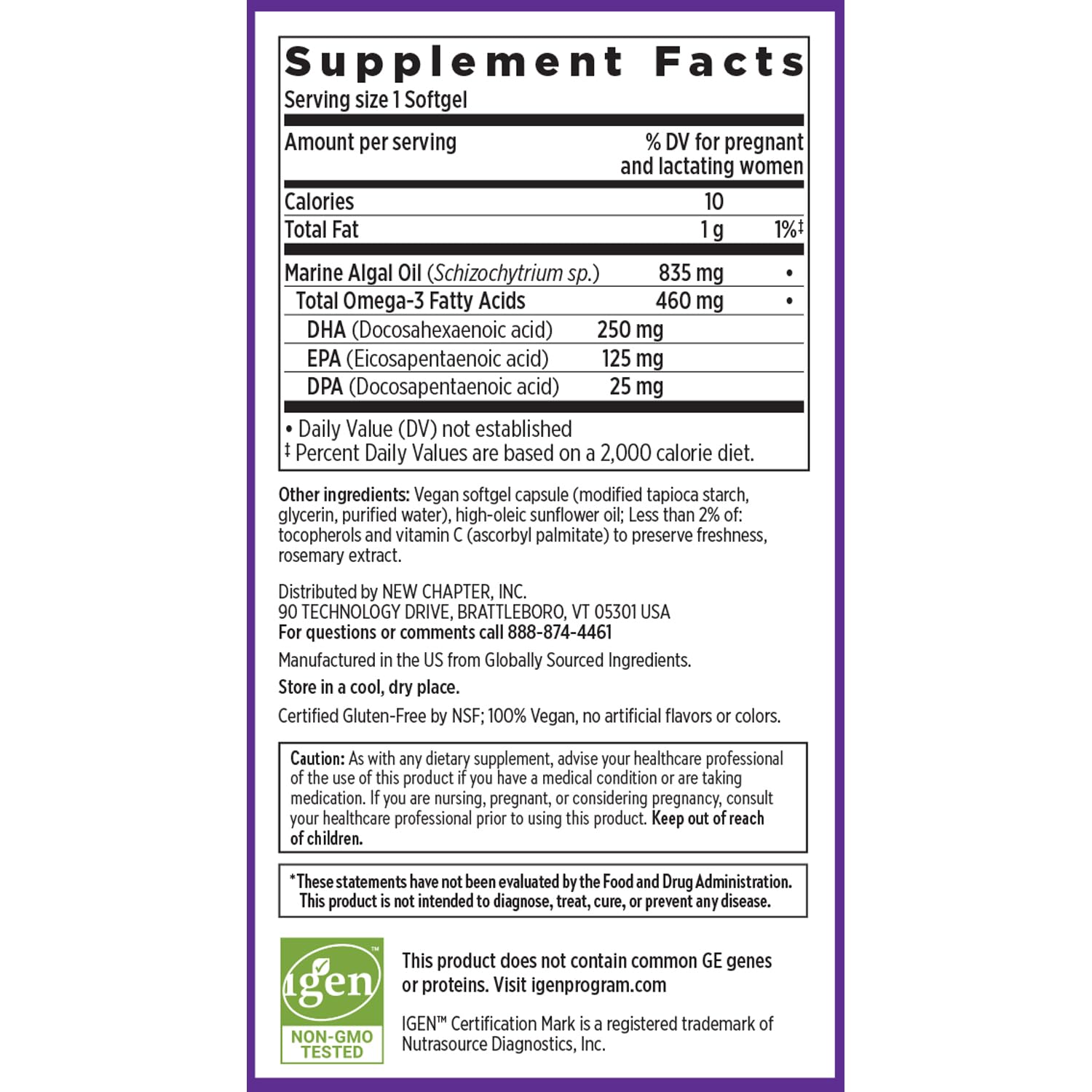 New Chapter Vegan Prenatal DHA, EPA, and DPA Supplement- Prenatal Vegan Omega-3 New Chapter