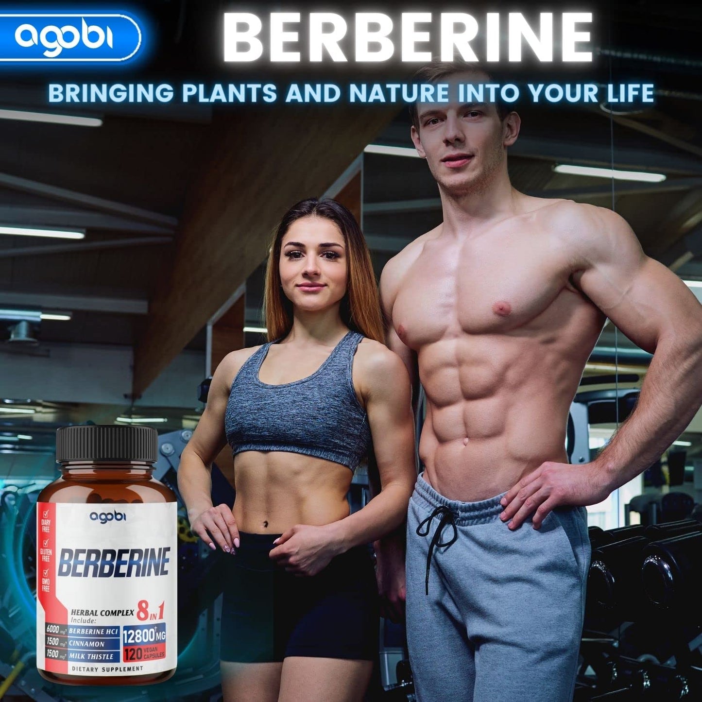 120 Capsules - Berberine Supplement 12800mg with Ceylon, Milk Thistle, Turmeric