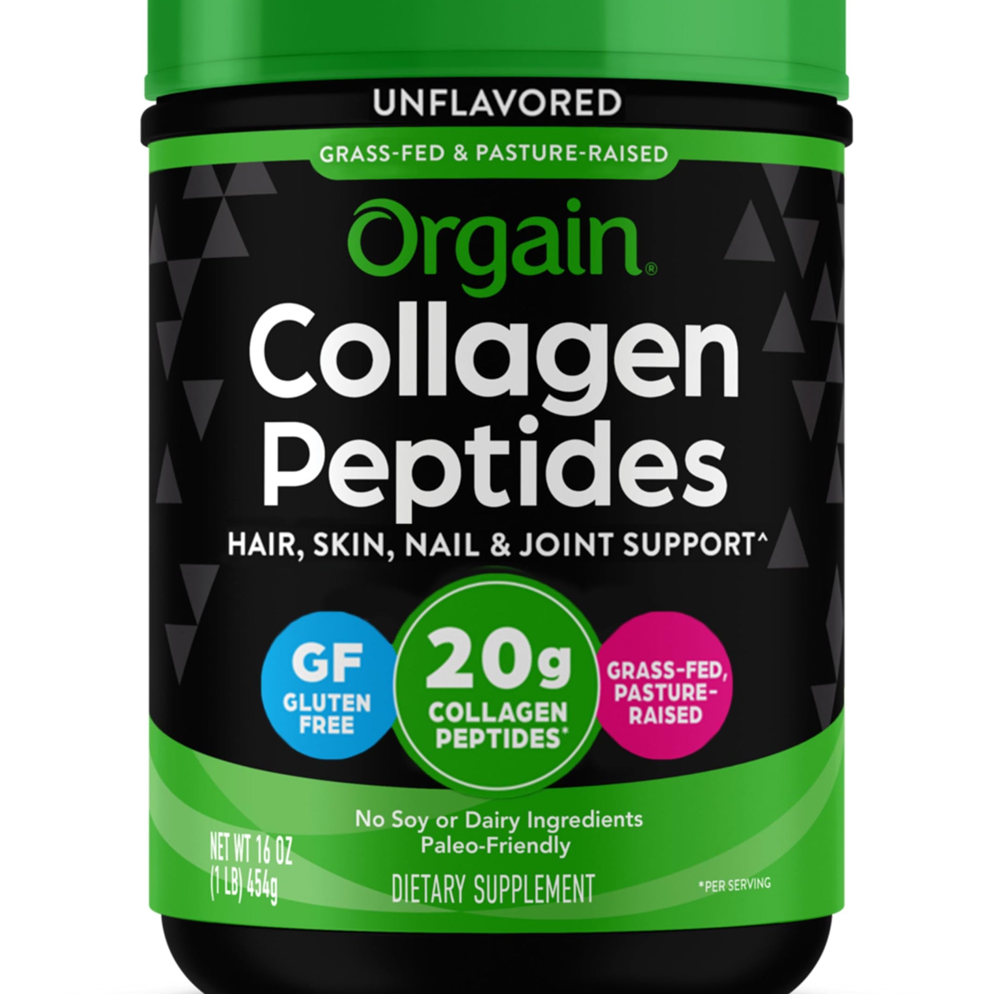 Orgain Hydrolyzed Collagen Peptides Powder, 20g Grass Fed Collagen - Hair, Skin, Nail