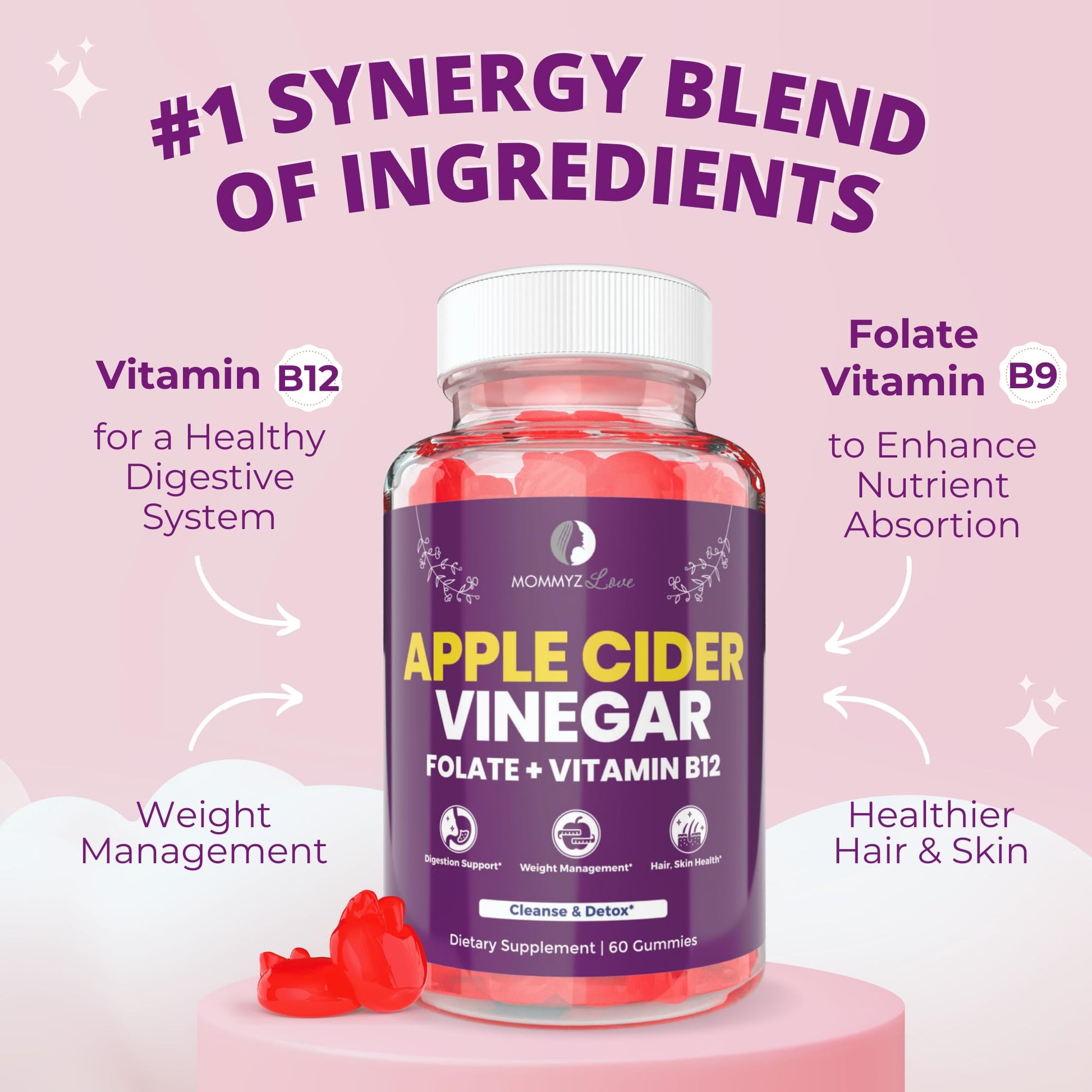 Probiotics for Vaginal Probiotics for Vaginal Odor Control, Balanced PH Levels Plus Apple Cider Vinegar Gummies Mommyz Love