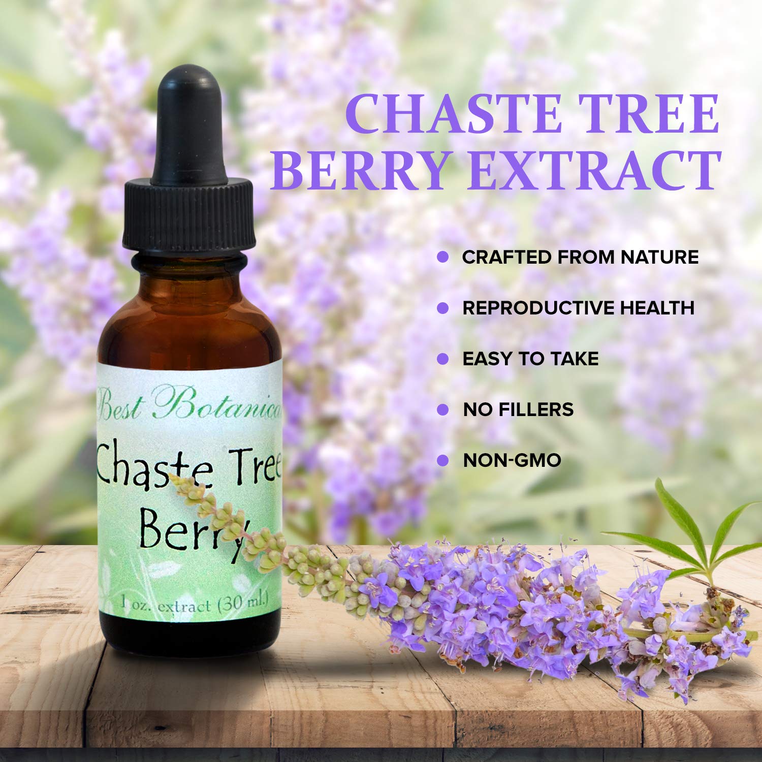 Best Botanicals Chaste Tree Berry Extract 1 oz. Best Botanicals