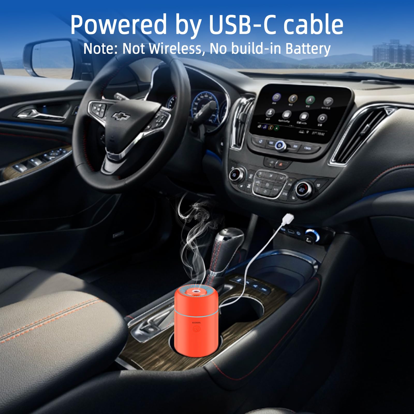 CHOUWEEK Car Essential Oil Diffuser, Mini Portable Air Diffuser for Aromatherapy, Small USB CHOUWEEK