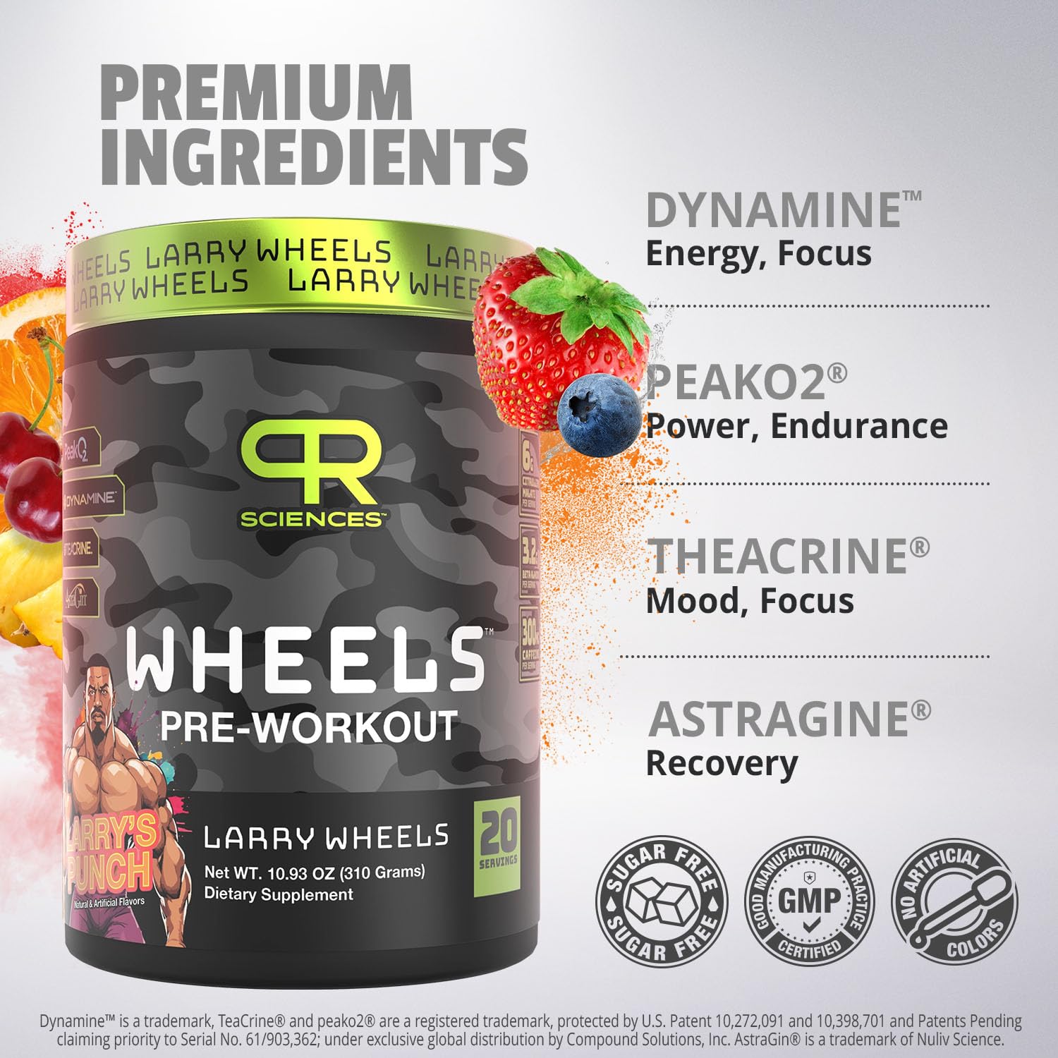 Larry Wheels' Pre Workout - Energy Drink Powder - Pre Workout Powder for Men & Women - Energy Supplement with Electrolytes, Vitamin & Caffeine - Pre workout Energy Drink, Sour Candy - 20 Servings