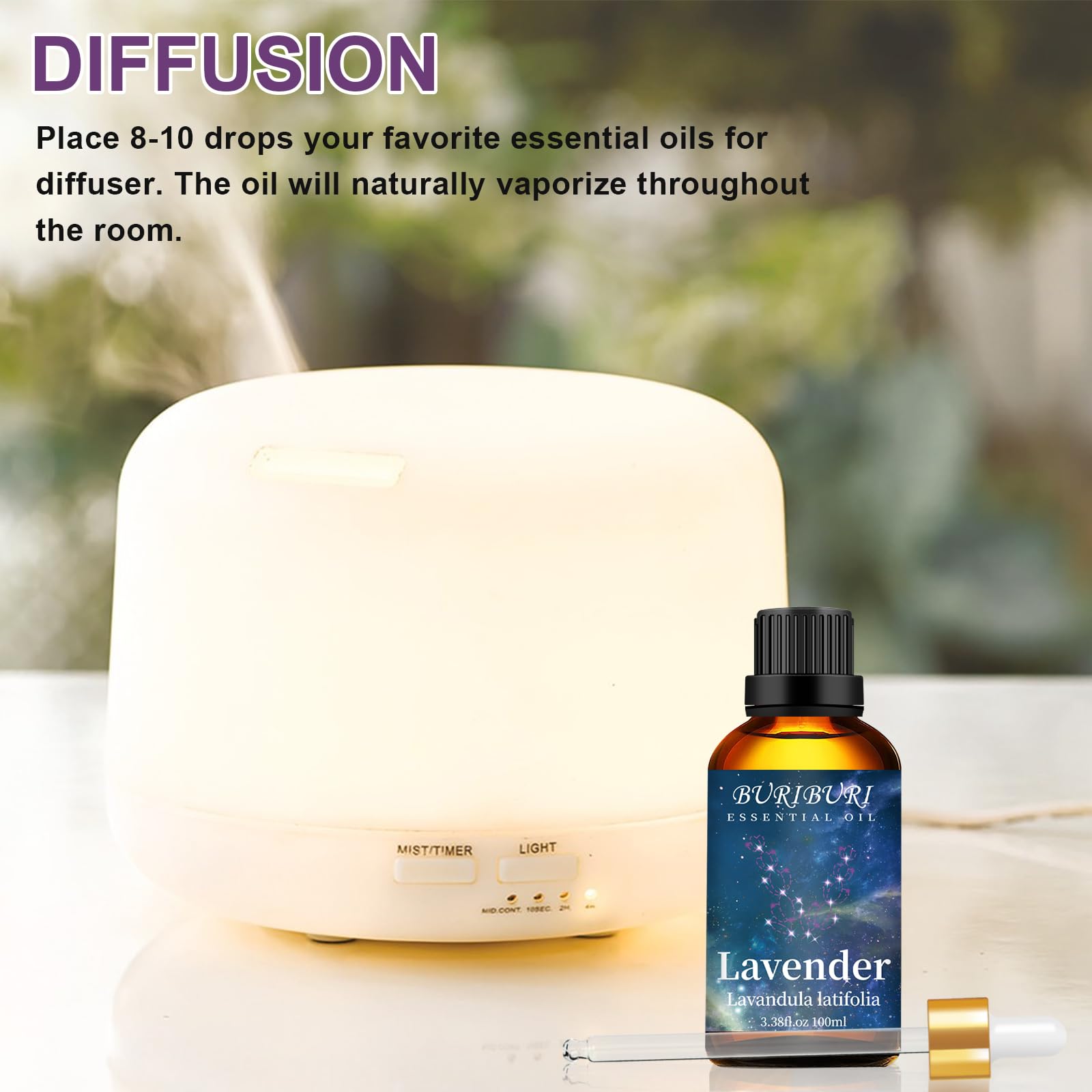 BURIBURI Lavender Essential Oil 100ML, 100% Pure Undiluted, Natural, Organic Aromatherapy Oil Lavender Oils BURIBURI