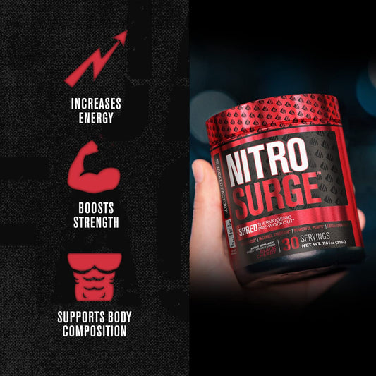 Jacked Factory Nitrosurge Pre-Workout in Blueberry Lemonade & Watermelon Nitrosurge Shred Thermogenic Pre-Workout for Men & Women