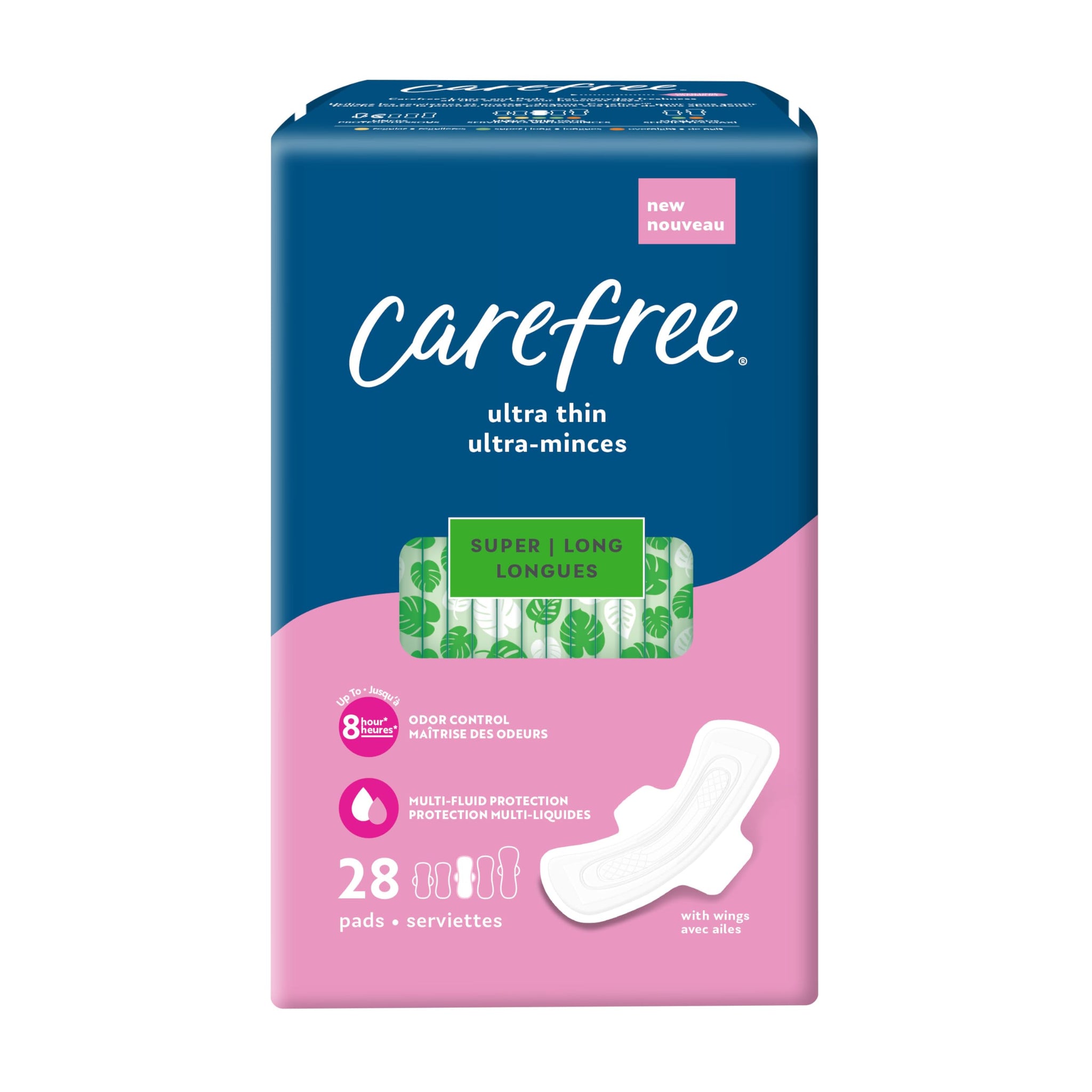 Carefree Ultra Thin Pads, Super/Long Pads With Wings, 28ct