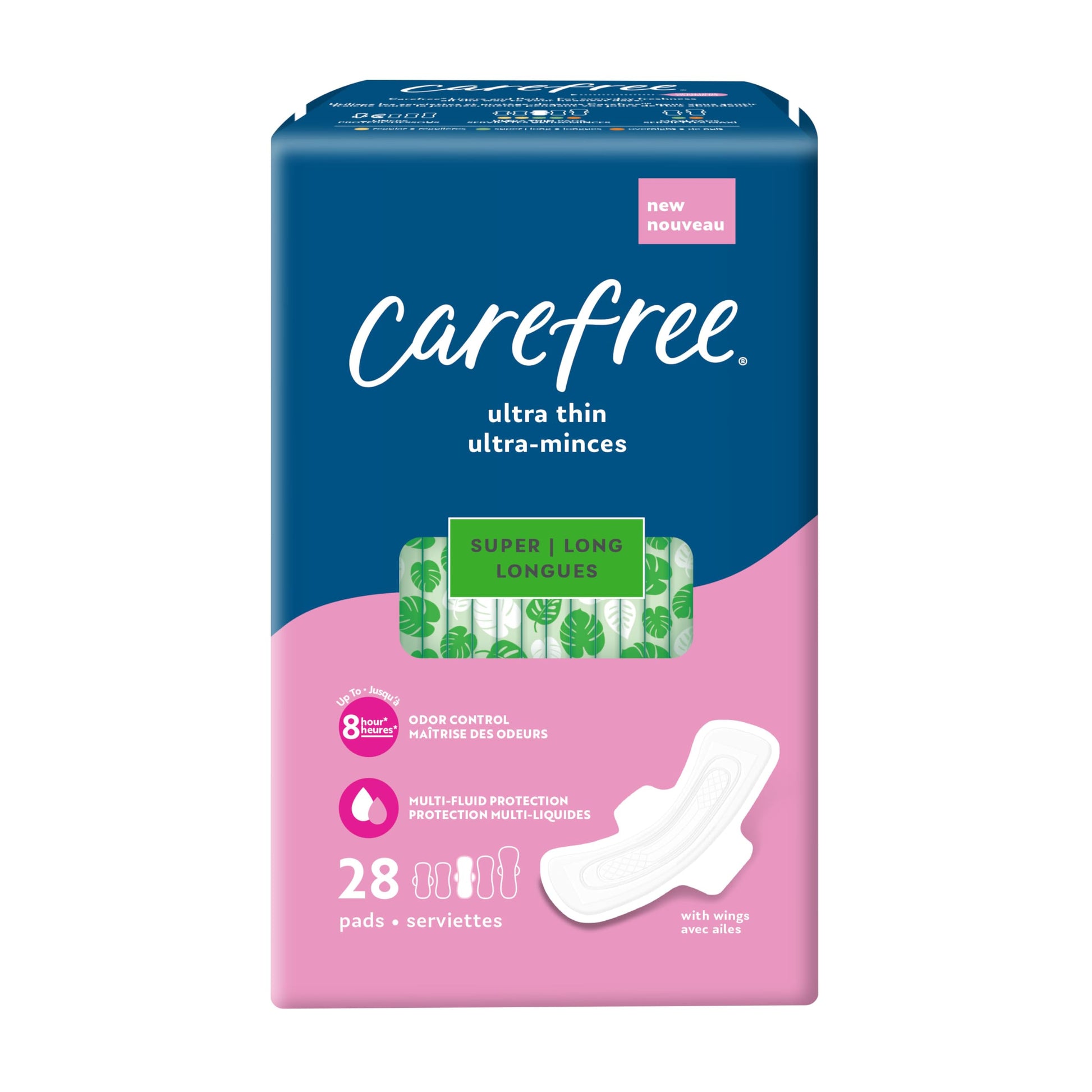 Carefree Ultra Thin Pads, Super/Long Pads With Wings, 28ct