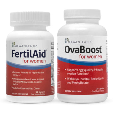 FertilAid for Women & Ovaboost Combo, Female Fertility Supplement & Natural Fertility Vitamin