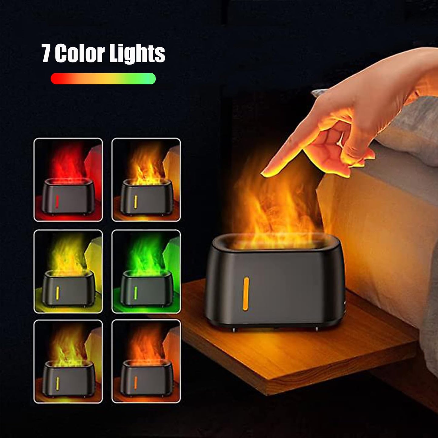 Flame Diffuser Humidifier 240ML for Essential Oils, Smart Timing with 7 Changeable Colors, Dual Mist