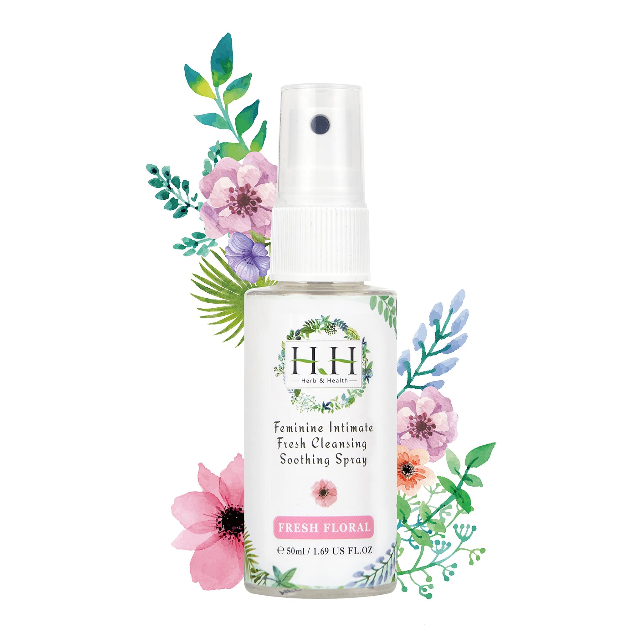 HH Herb&Health Feminine Deodorant Spray - Natural Essential Oil Intimate Soothing Mist - Floral