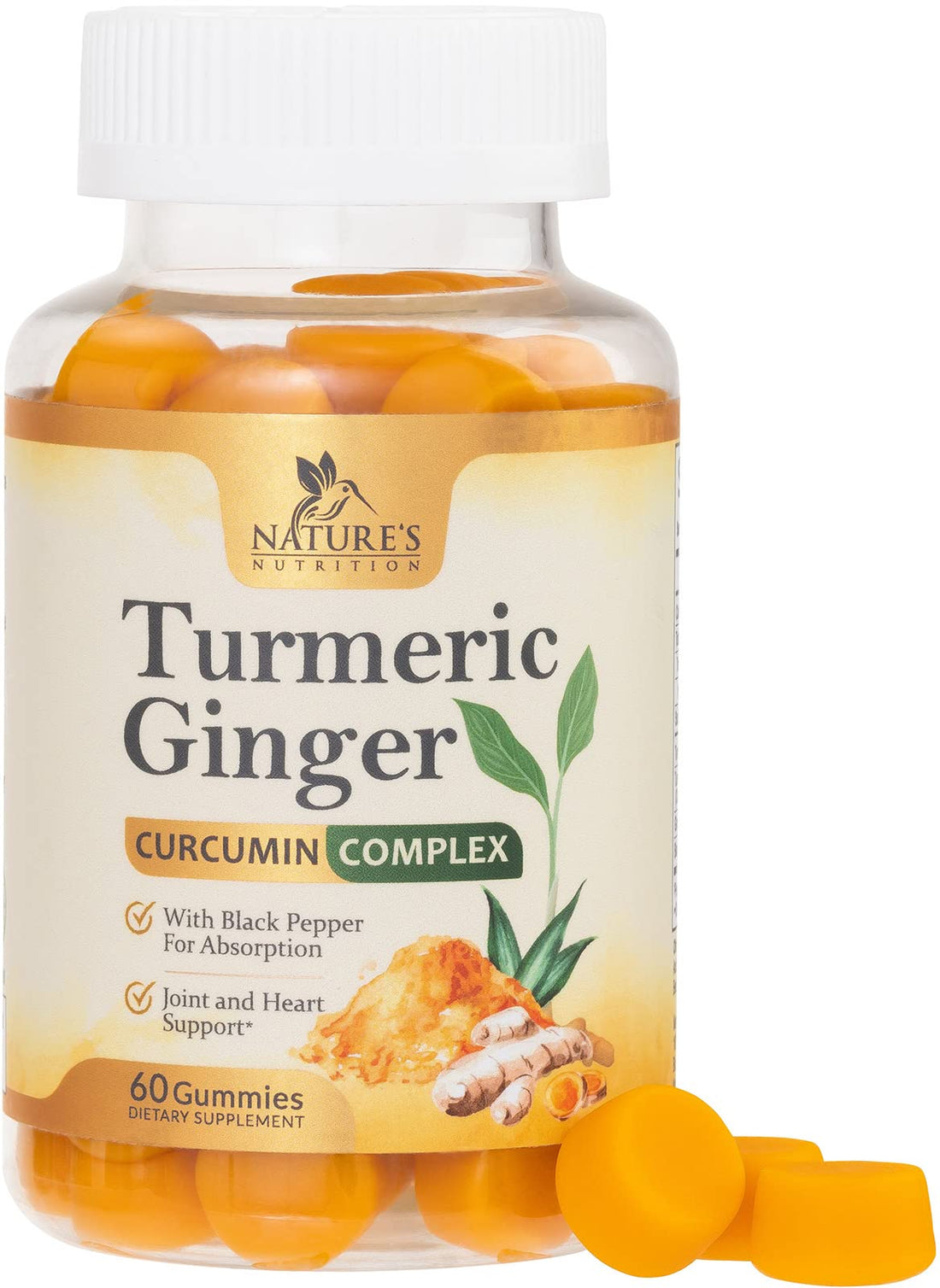 Turmeric Ginger Gummies - Vegan Turmeric Curcumin Gummy with 95% Curcuminoids 