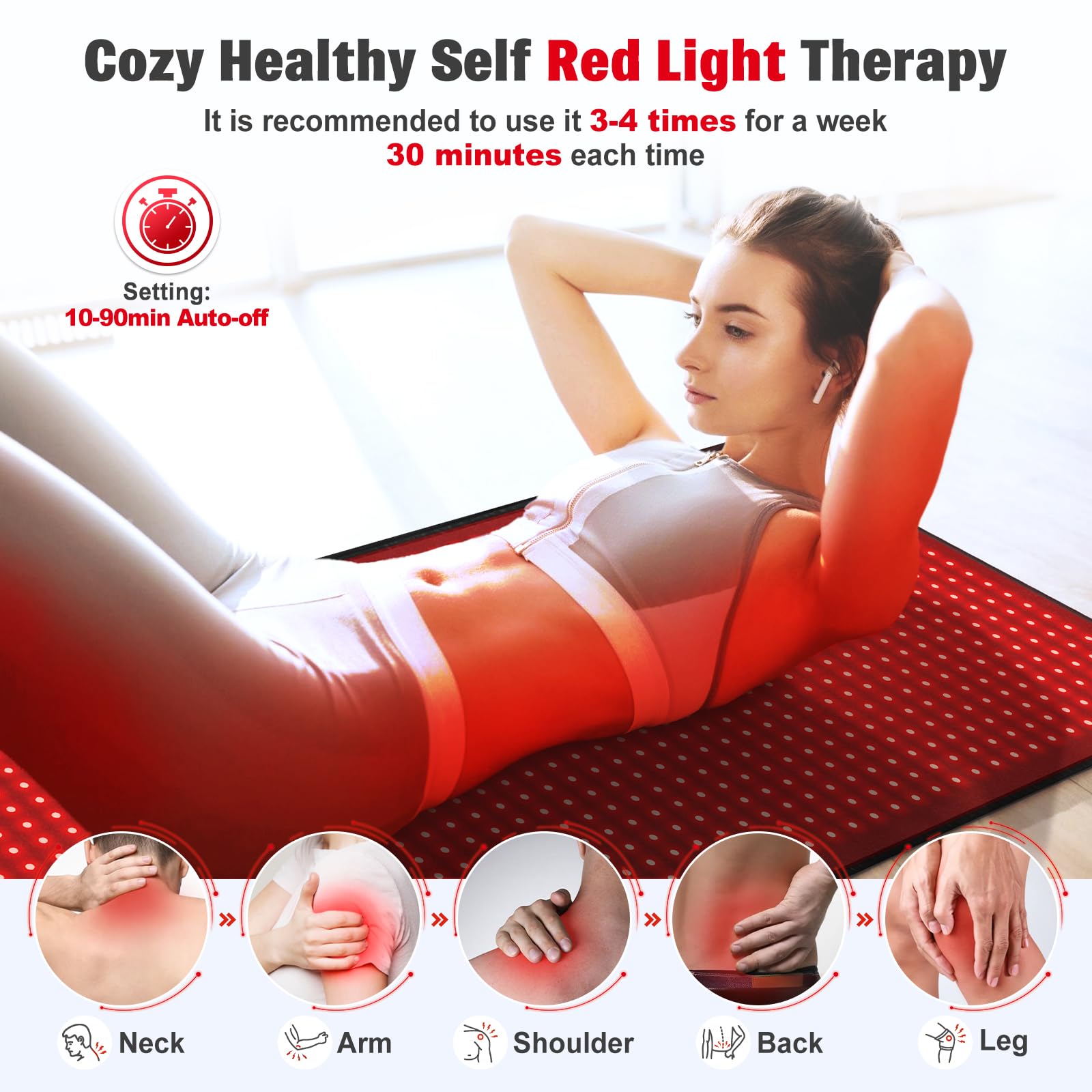 Red Light Therapy Mat for Body, 71"x 31" Red Light Therapy Blanket Red Near Infrared 660nm 850nm GMOWNW