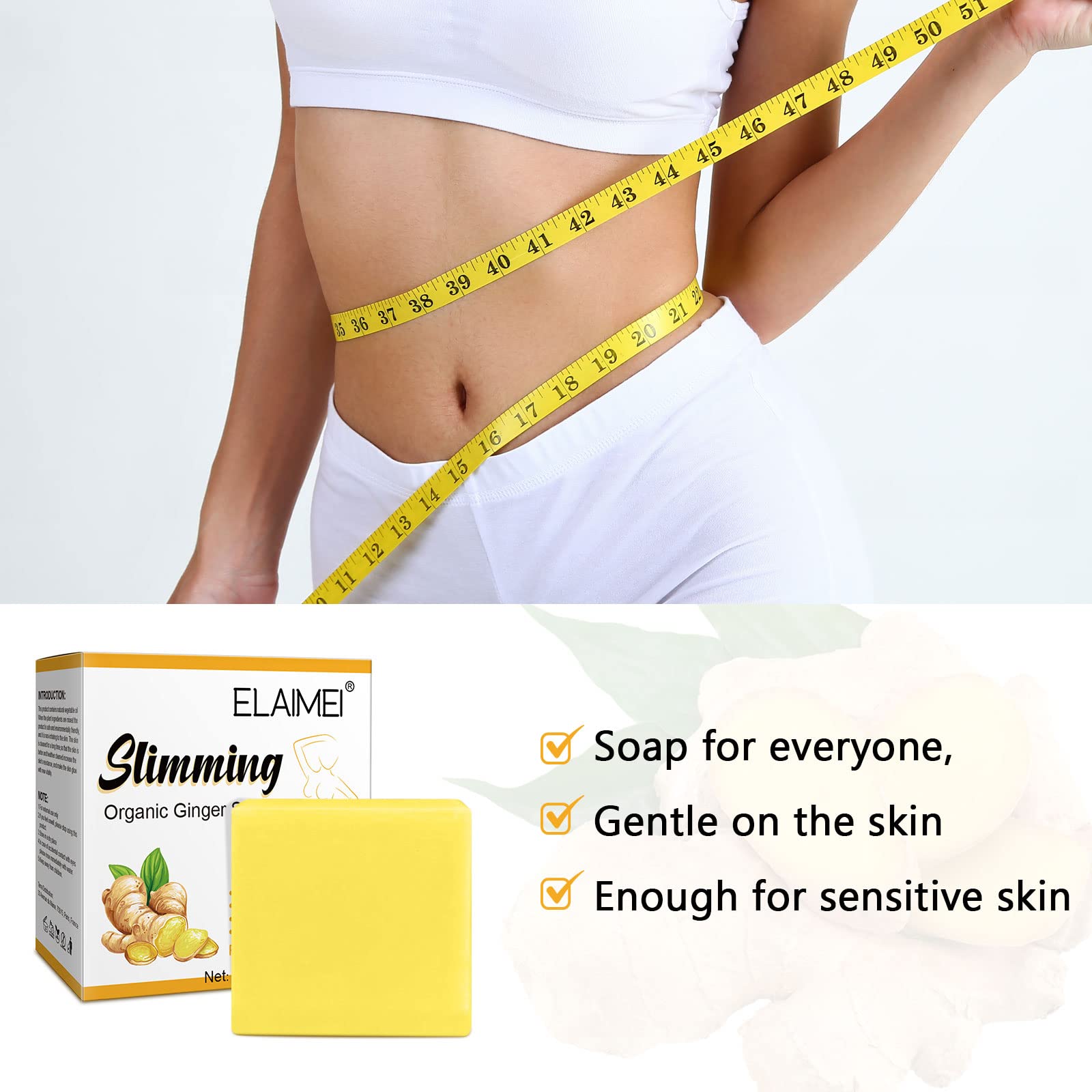 Organic Ginger Soap, Moisturizing Bath Soap, Slimming Ginger Soap, Deep Clean Effectively Moulis