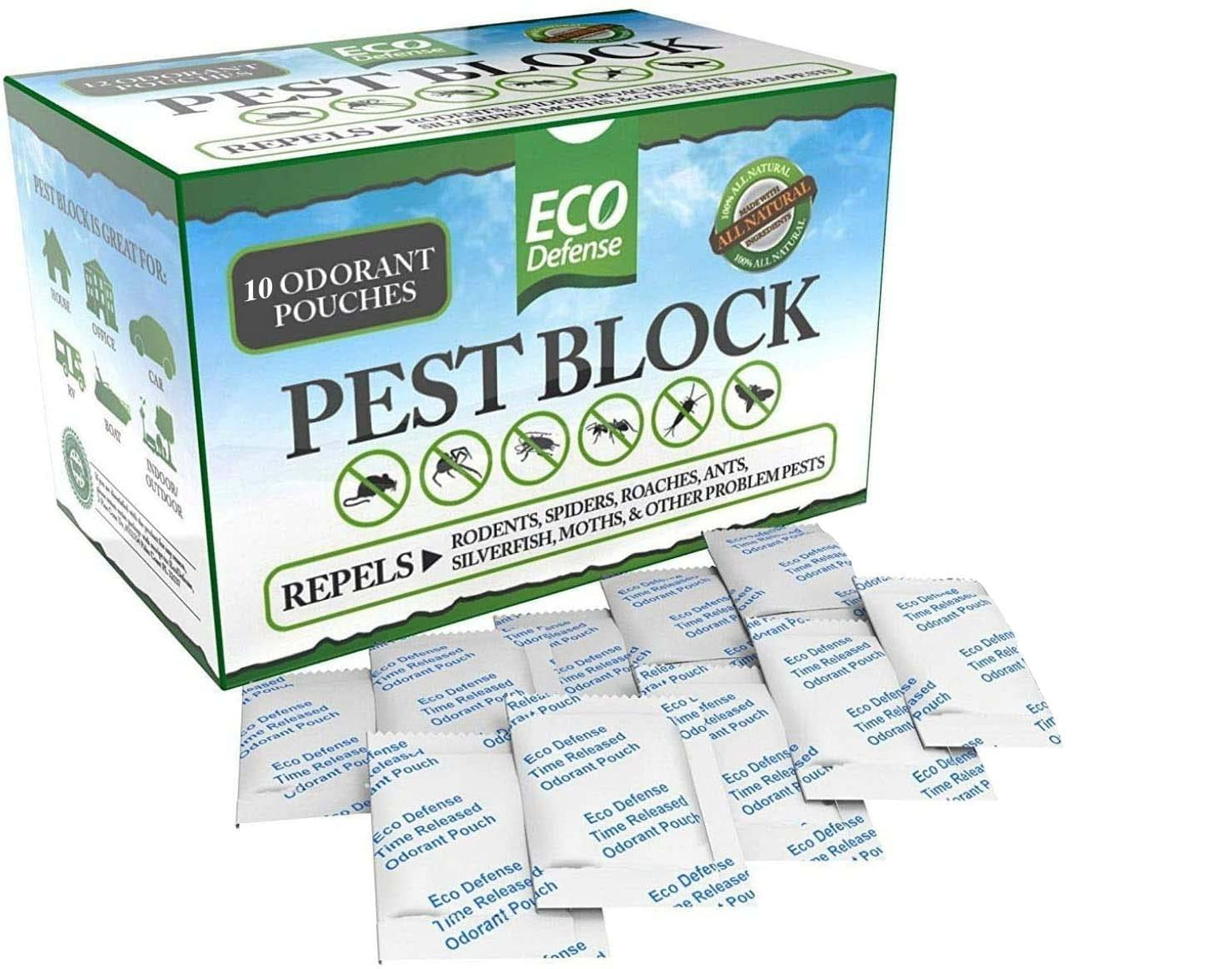 Eco Defense Pest Control Pouches - All Natural - Repels Rodents, Spiders
