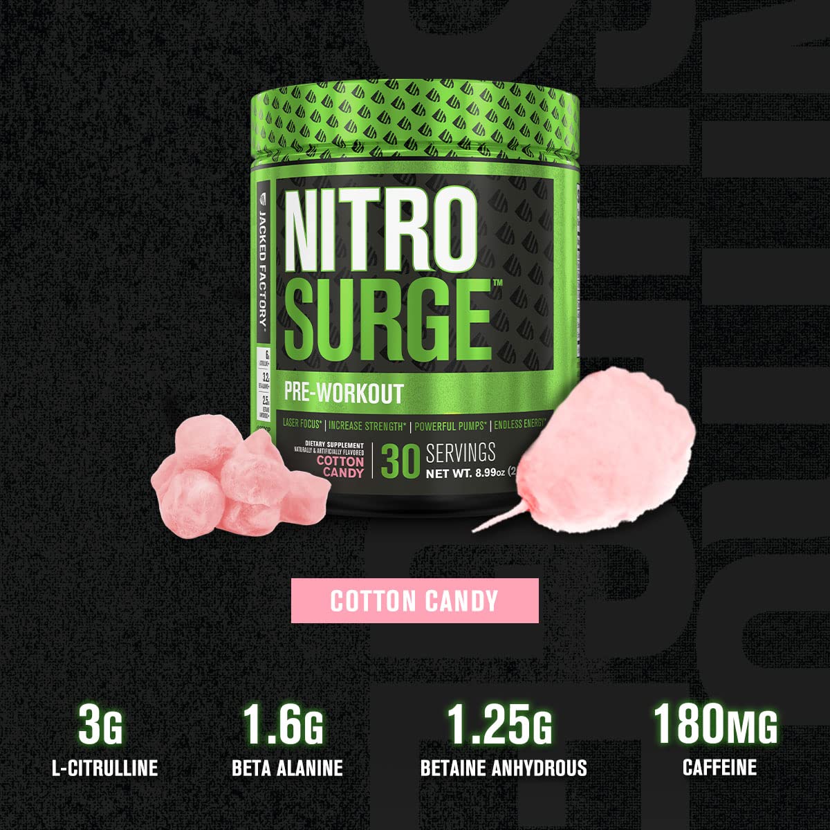 NITROSURGE Pre Workout Supplement - Endless Energy, Instant Strength Gains Jacked Factory