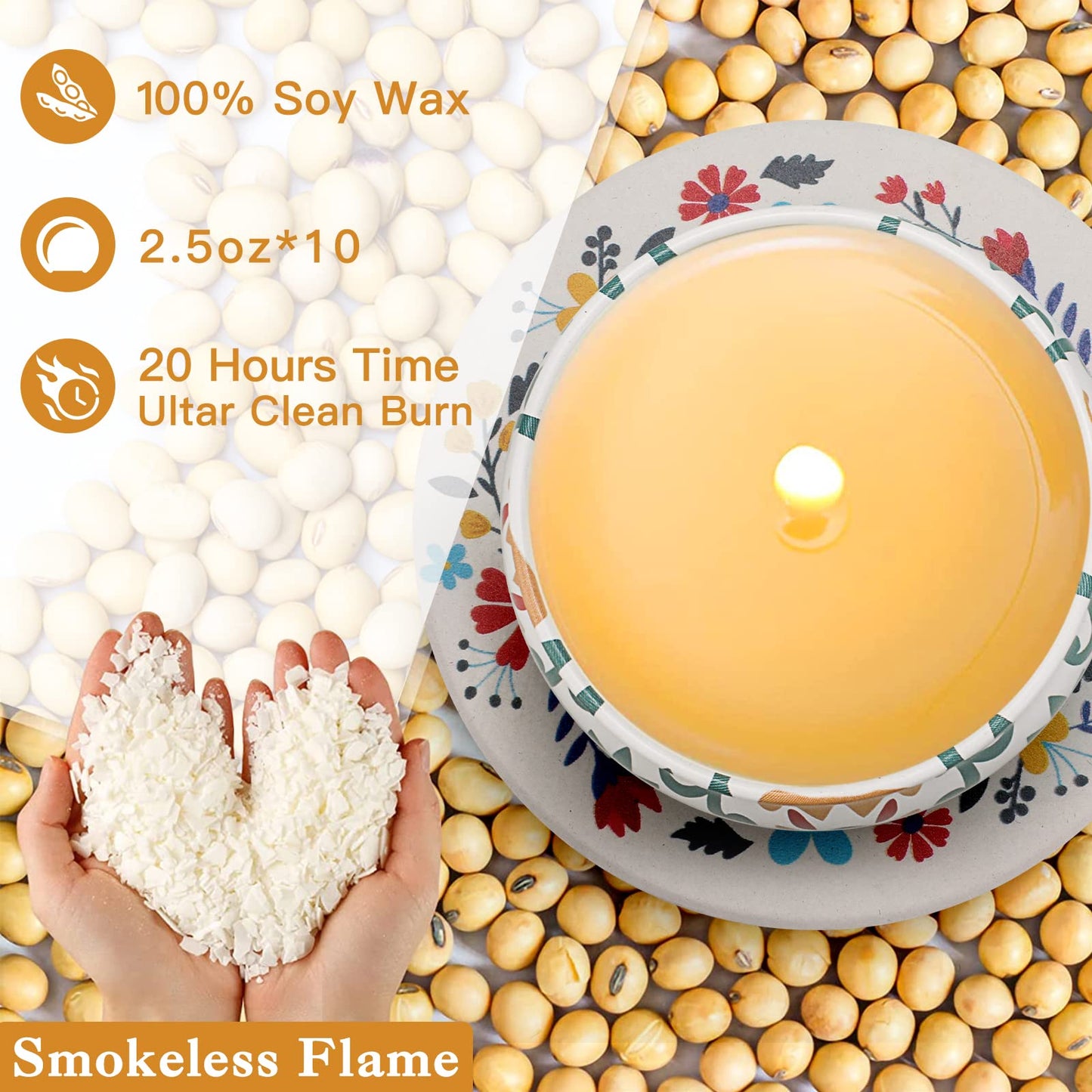10 Pack Scented Candles Gifts, Aromatherapy Candles for Home Scented with 2 Coasters