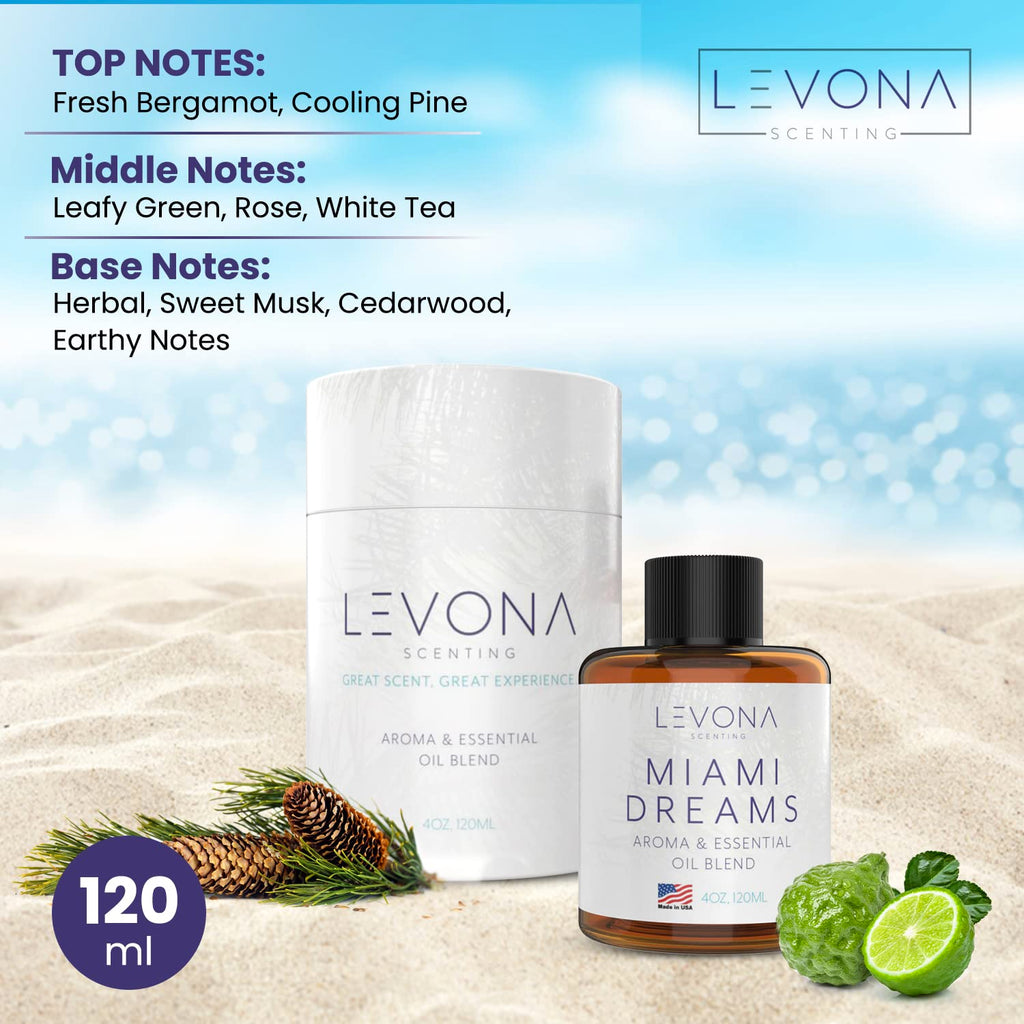 Levona Scent Essential Oils for Diffusers for Home: Miami Dreams Hotel & Home Luxury Scents Fragrance Oil