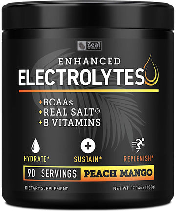 Enhanced Electrolyte Powder (Peach Mango | 90ct.) + BCAA, B-Vitamins & Real Salt