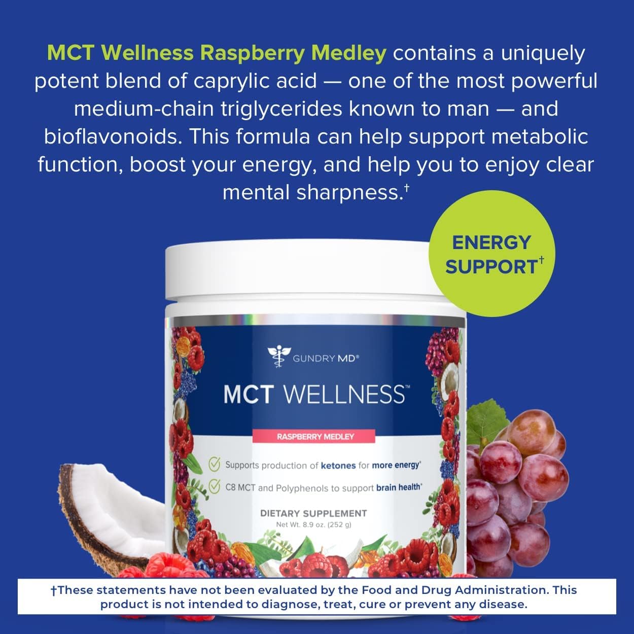 Gundry MD MCT Wellness Powder to Support Energy, Ketone Production and Brain Health