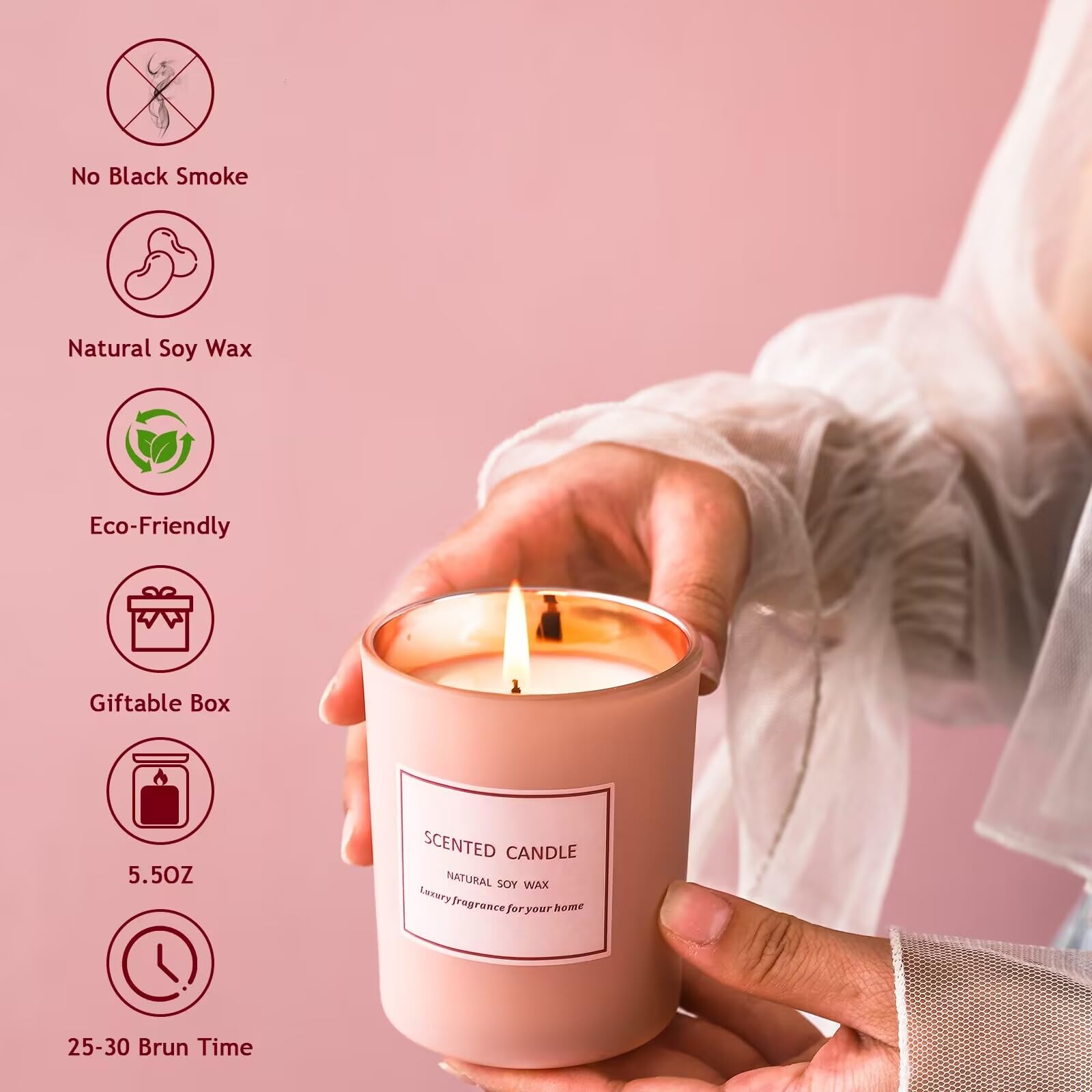 POWSHELF Scented Candle Gifts for Women, Bathroom Decor Candle for Home Scented, 5.5 Oz Jar POWSHELF