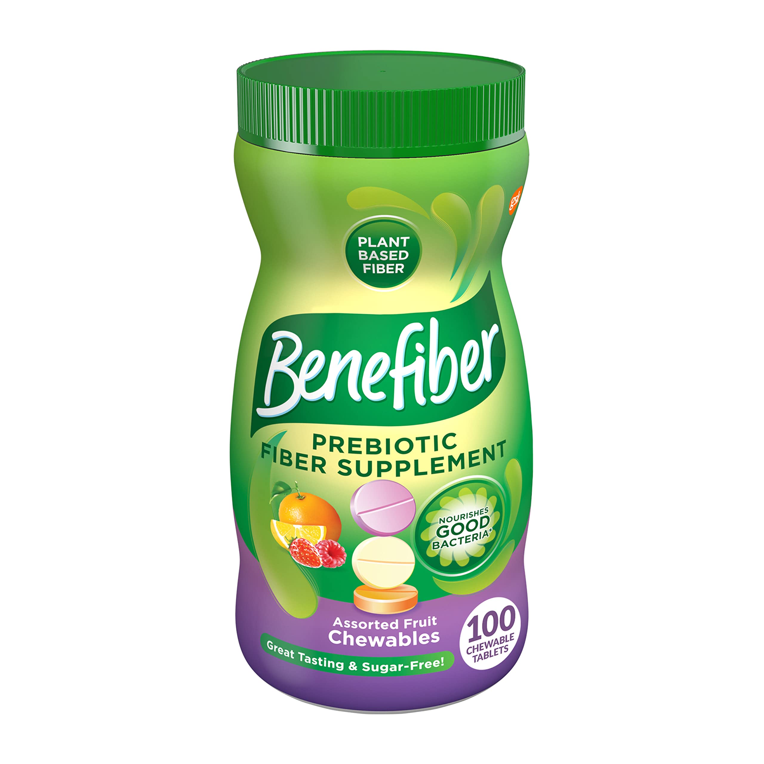 Benefiber Chewable Prebiotic Fiber Supplement Tablets for Digestive Health, Assorted Fruit Flavors