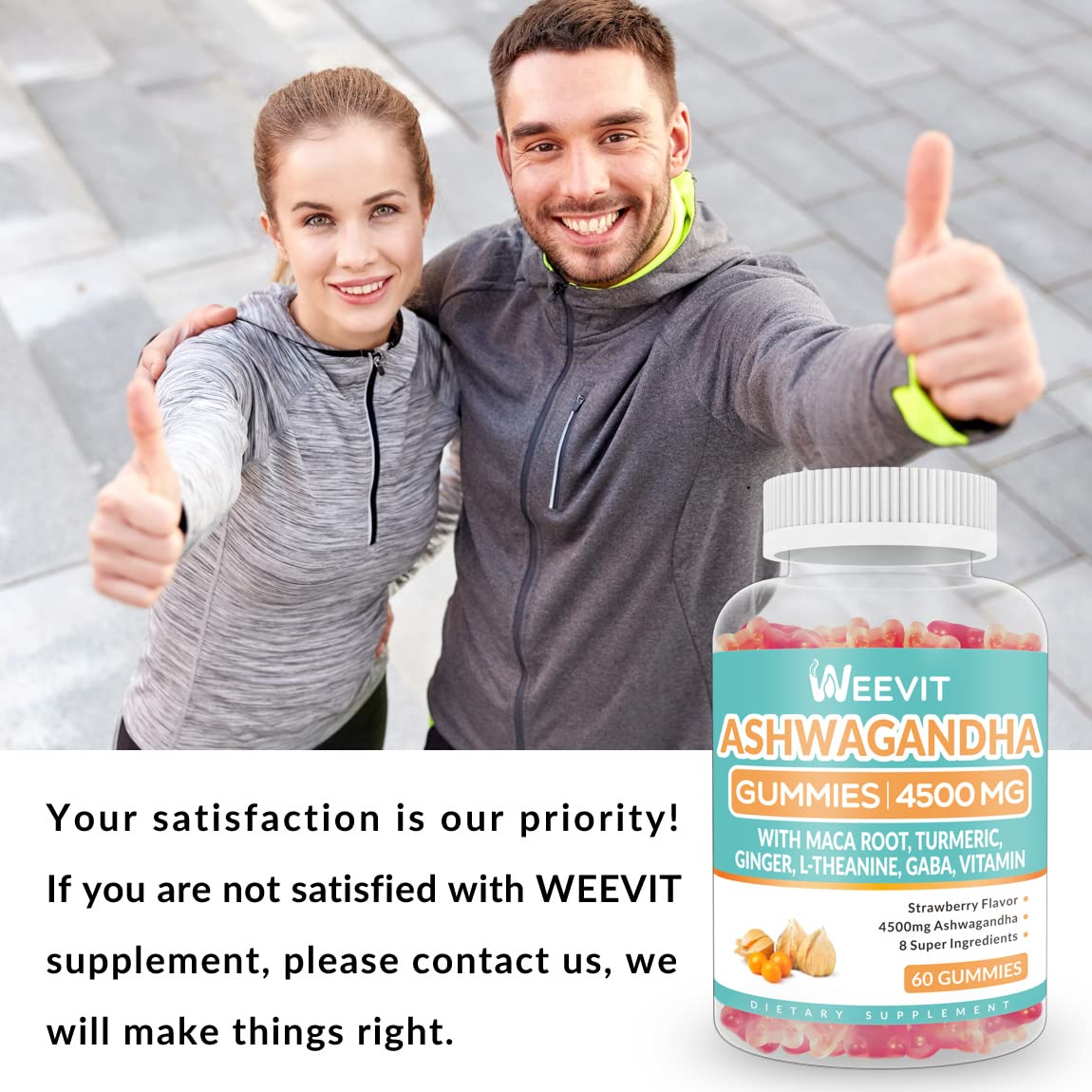 Ashwagandha Gummies 4500mg for Women & Men, Ashwagandha Gummy with Maca Root WEEVIT