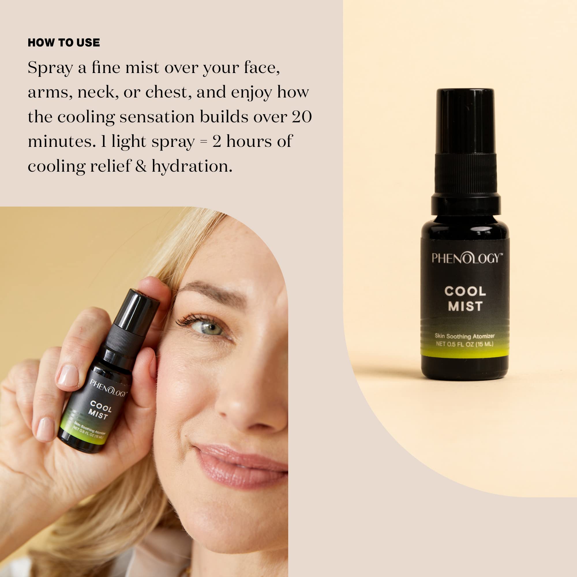 Phenology Menopause Cooling Mist Spray- 0.5 fl oz – Menopause Support for Hot Flashes & Night Sweats Phenology