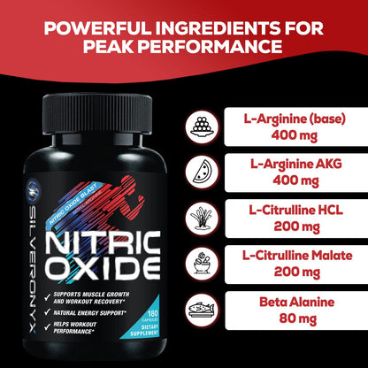 Extra Strength Nitric Oxide Supplement L Arginine 3X Strength - Citrulline Malate, AAKG