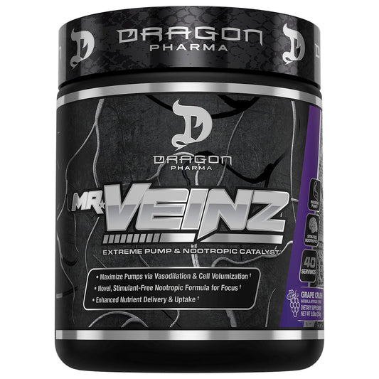 DRAGON PHARMA Mr. Veinz Stim Free Pre-Workout, Extreme Pump & Nootropic Catalyst