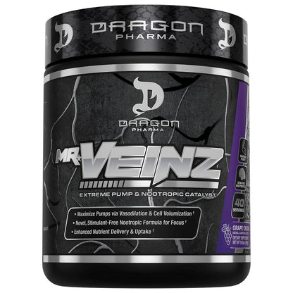 DRAGON PHARMA Mr. Veinz Stim Free Pre-Workout, Extreme Pump & Nootropic Catalyst