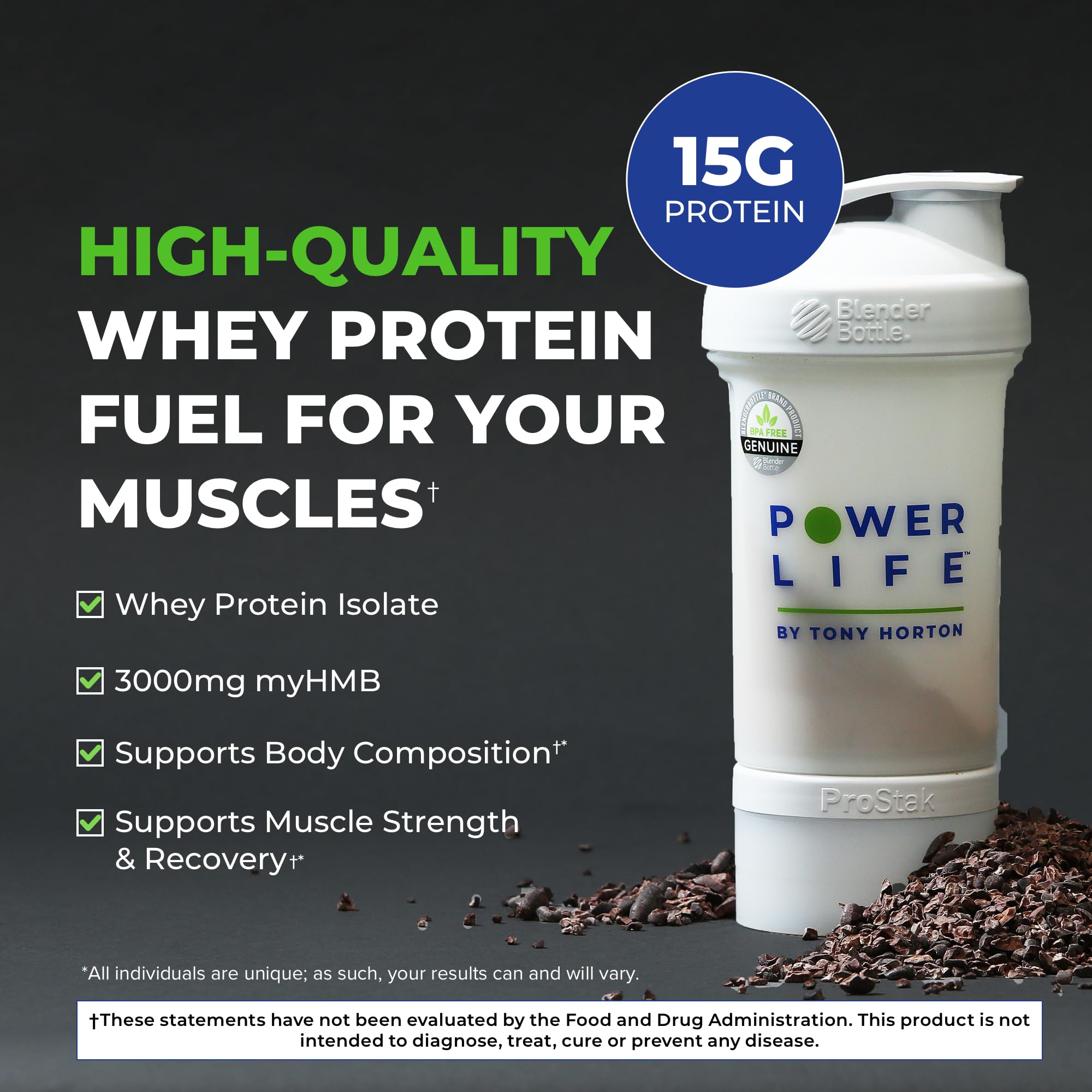 POWERLIFE Tony Horton High Impact Grass Fed Whey Protein with 3000 MG of HMB POWERLIFE