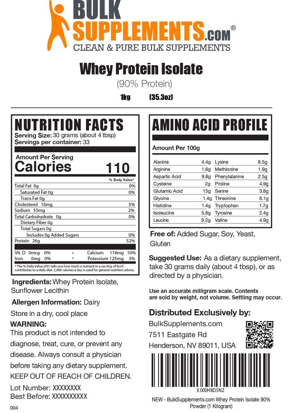 BulkSupplements.com Whey Protein Isolate Powder - Protein Supplement - Protein Powder BULKSUPPLEMENTS.COM