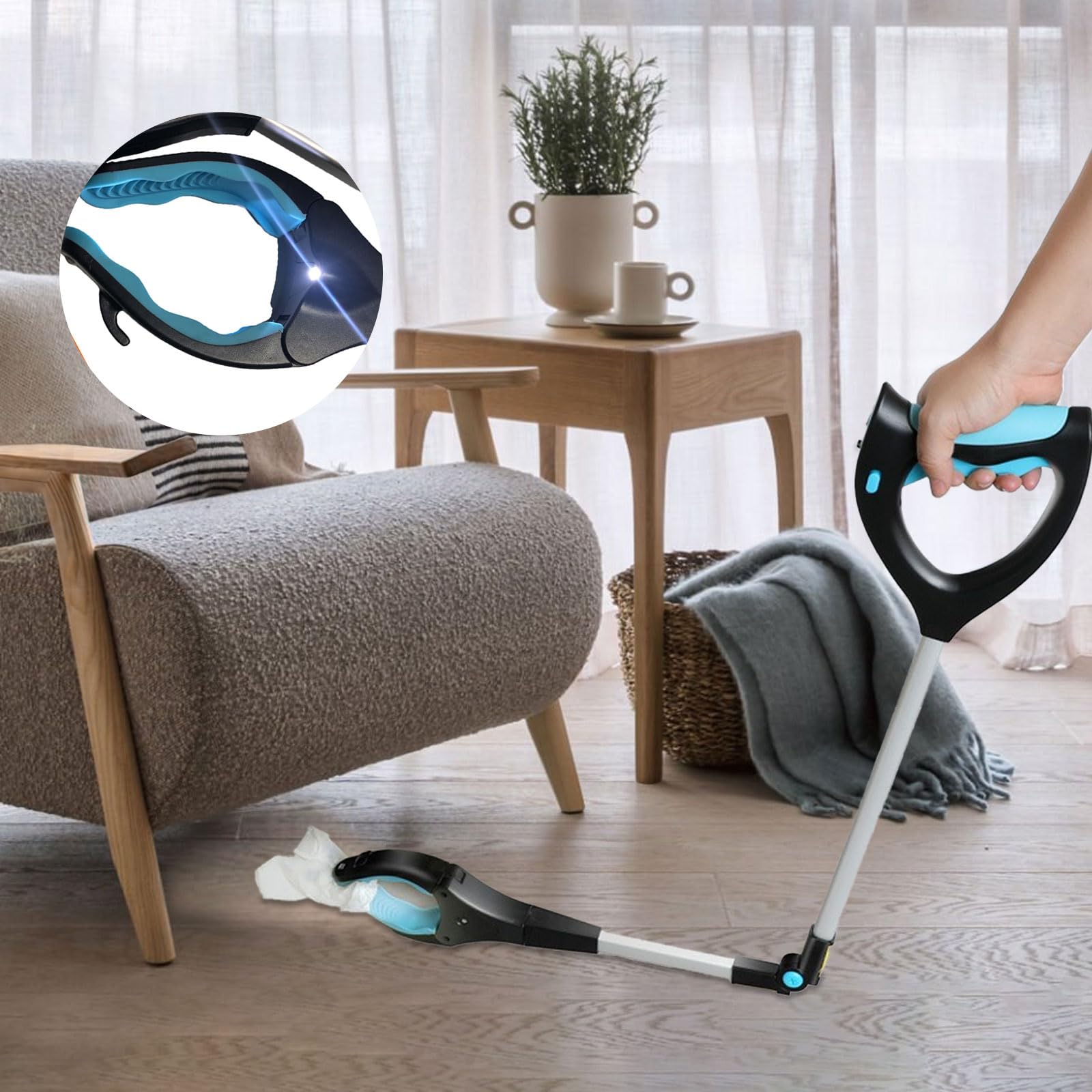 Grabber Reacher Tool, 32" Pick Up Stick Grabber with LED for Elderly and Lightweight Trash Picker Campsie