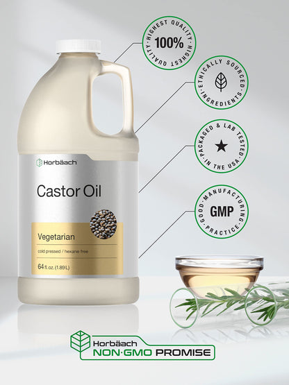 Castor Oil 64oz | for Hair Health, Eyelashes & Eyebrows | Hexane Free & Cold Pressed