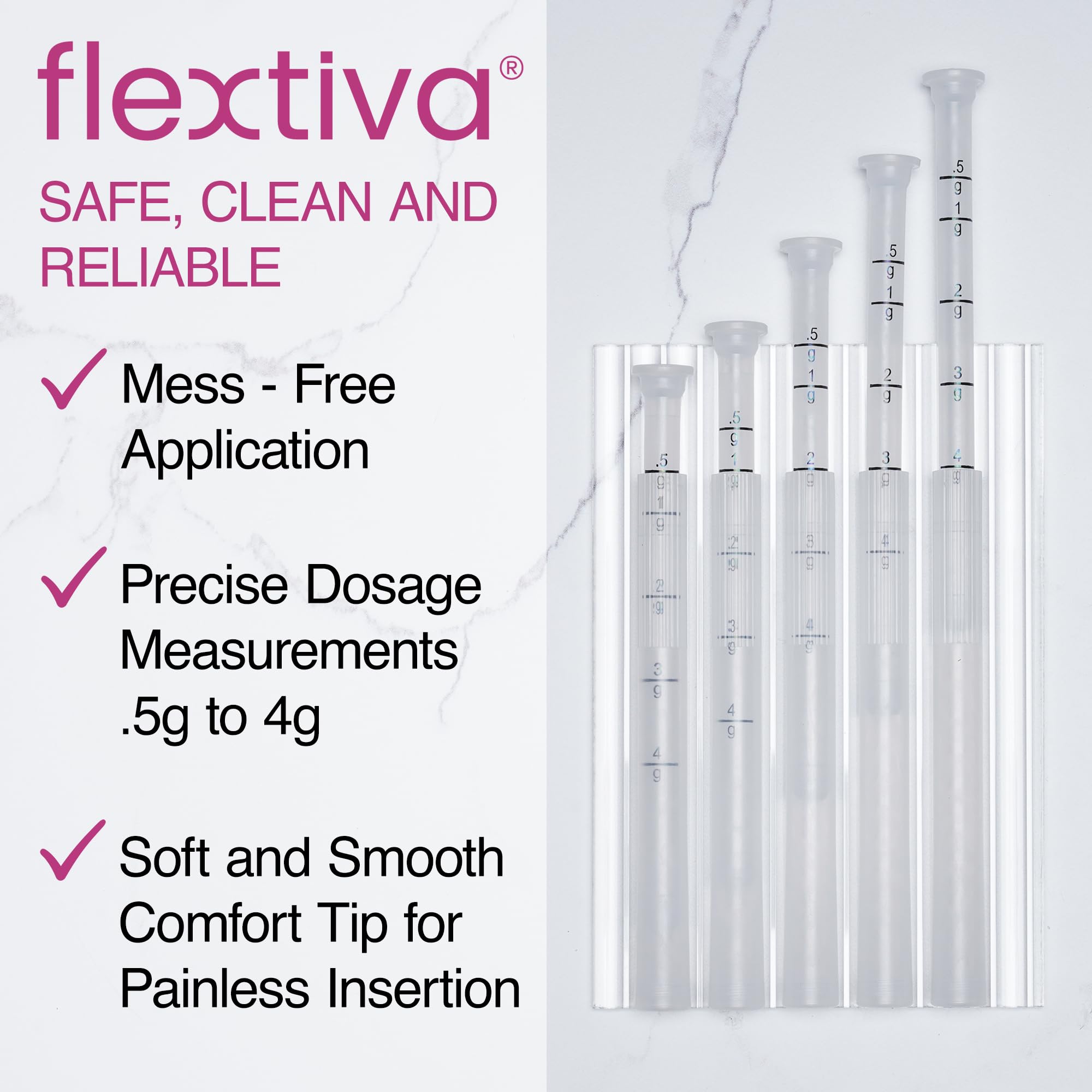 Flextiva Disposable Plastic Vaginal Cream Applicators - Threaded End to Fit OTC Gel or Cream Products Flextiva