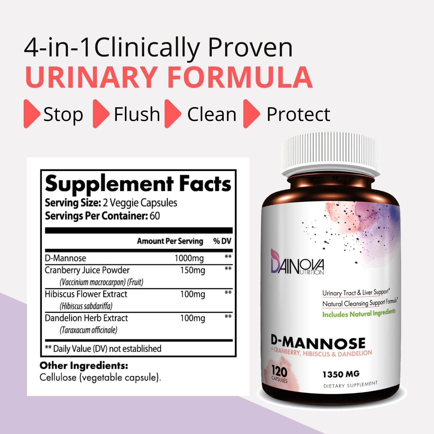 Dainova Nutrition D Mannose Capsules and Probiotics for Women Bundle I Urinary Tract Dainova Nutrition