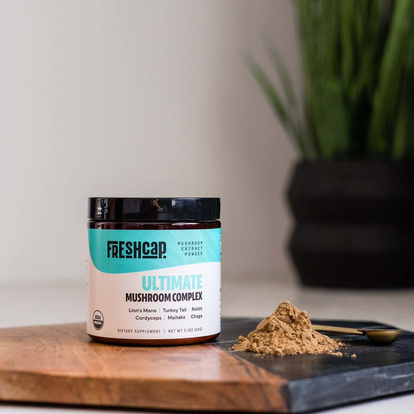FreshCap Ultimate Mushroom Complex Powder - Lions Mane, Reishi, Cordyceps, Chaga