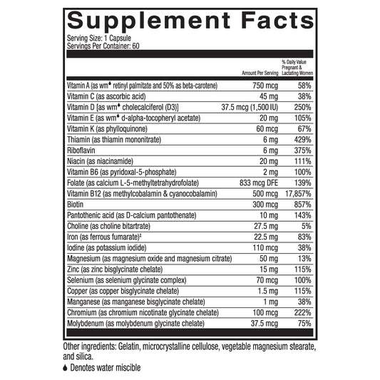 Celebrate Vitamins Bariatric Prenatal Multivitamin Capsules with Folate (Folic Acid), Vitamin A