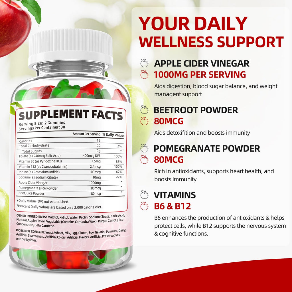 Keto ACV Gummies Advanced Weight Loss, 1000MG Apple Cider Vinegar Gummies Supple