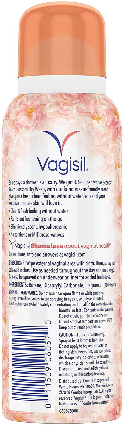 Vagisil Scentsitive Scents Feminine Dry Wash Deodorant Spray for Women, Gynecologist Tested