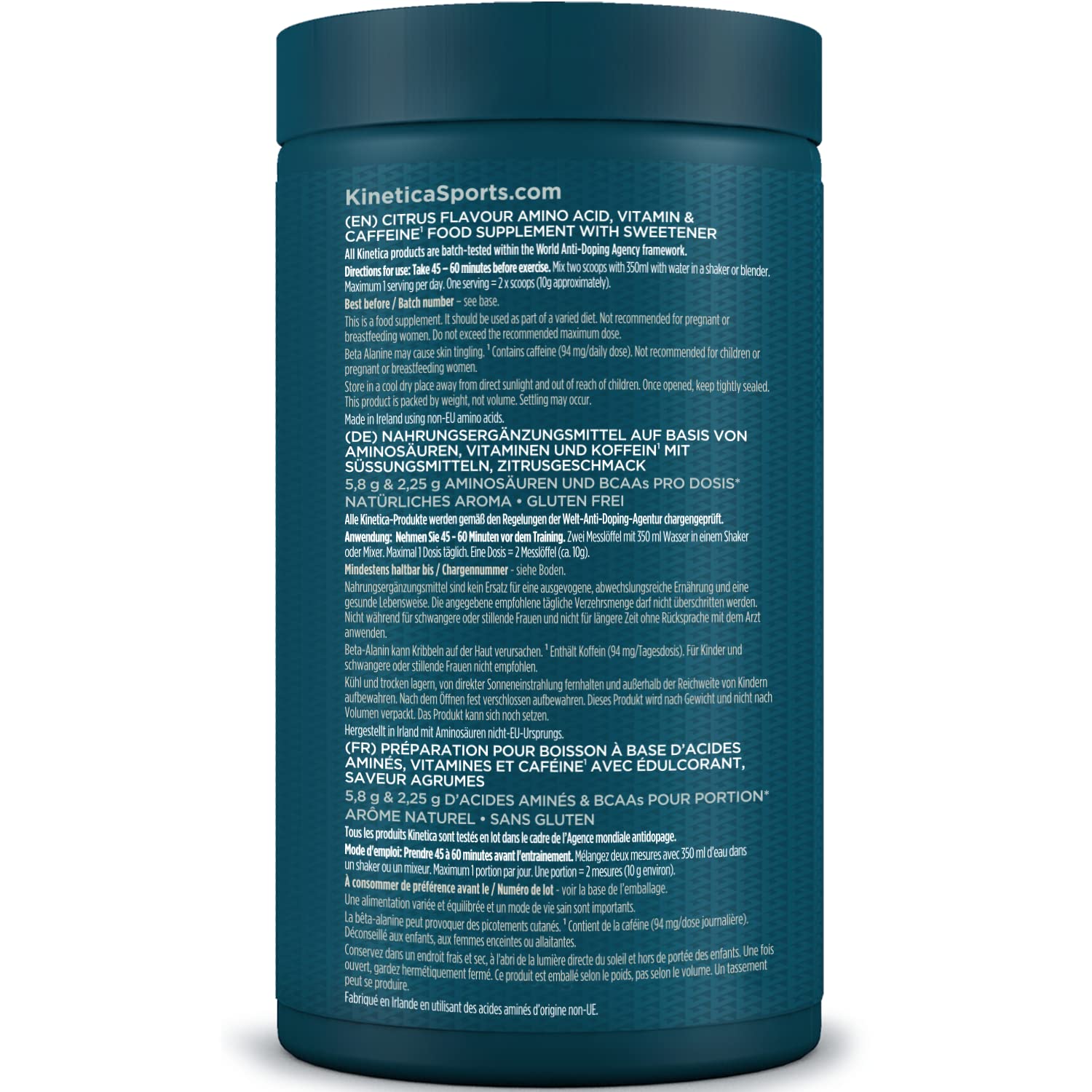 Kinetica PreFuel, Pre Workout, 5.7g Amino Acids & 2.2g BCAA's per Serving, 30 Servings