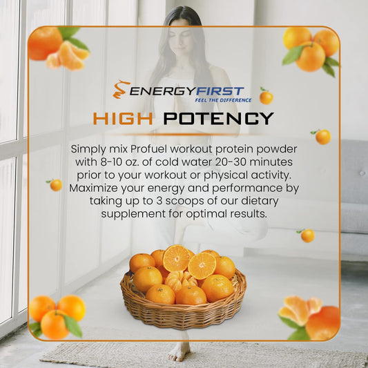 EnergyFirst Prefuel Pre-Workout Powder, Orange Flavor, Boost Energy, Creatine Monohydrate Powder with Amino Acids, L-Tyrosine, Green Tea & Caffeine, Immune Support - 30 Servings