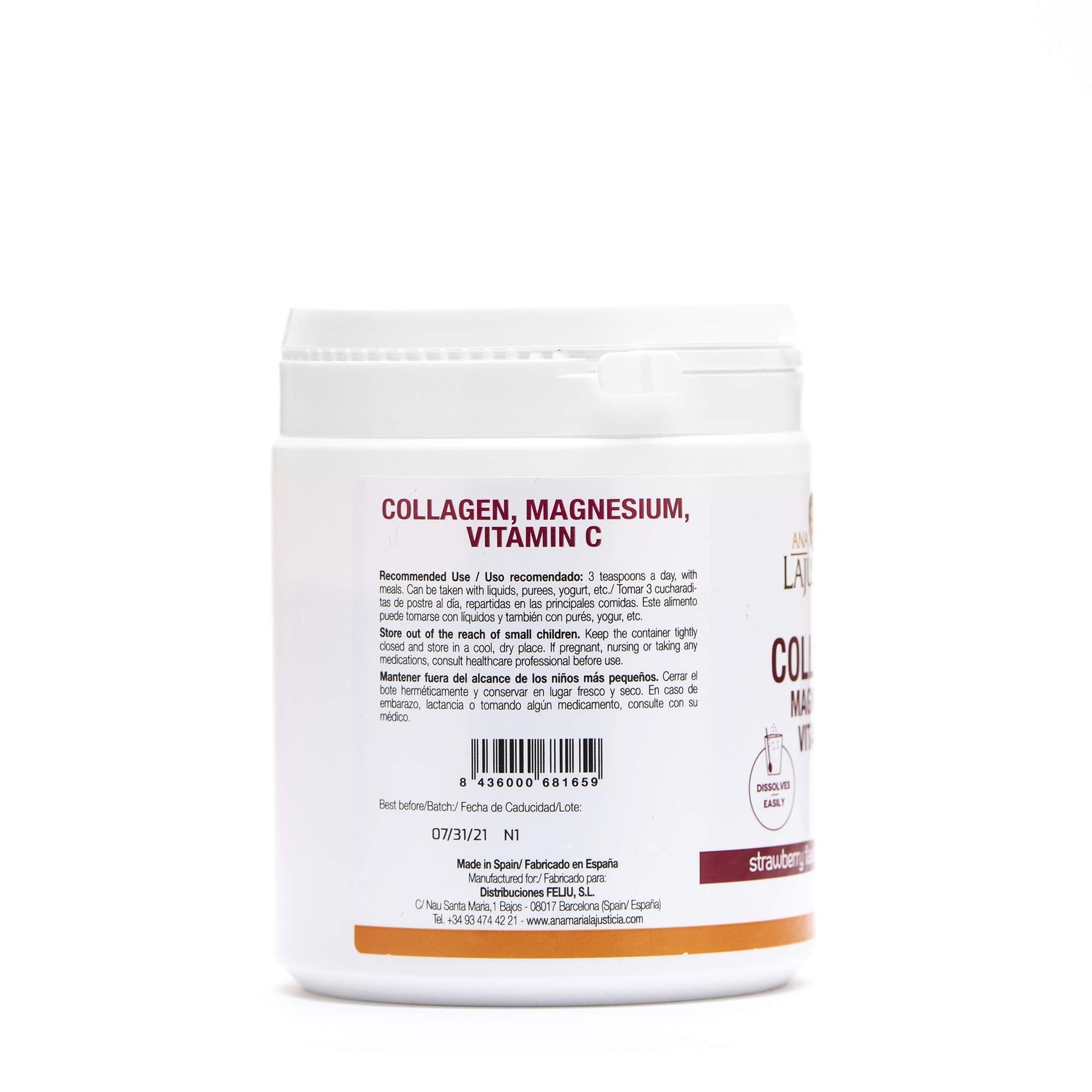 Ana Maria Lajusticia – Collagen with magnesium and vit c – 350 grams (strawberry flavour) Ana María Lajusticia